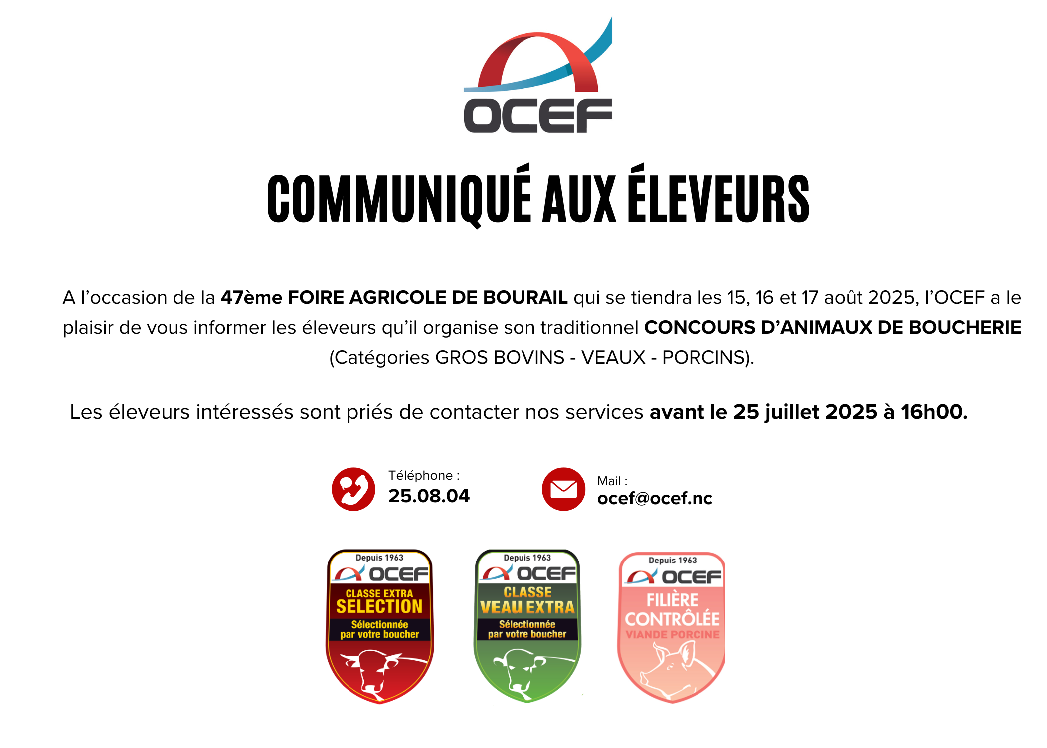Communiqué aux éleveurs 